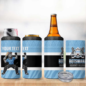 Afro Cricket Botswana Custom 4 in 1 Can Cooler Tumbler Go Baggy Blues Zebra Mascot - African Pride
