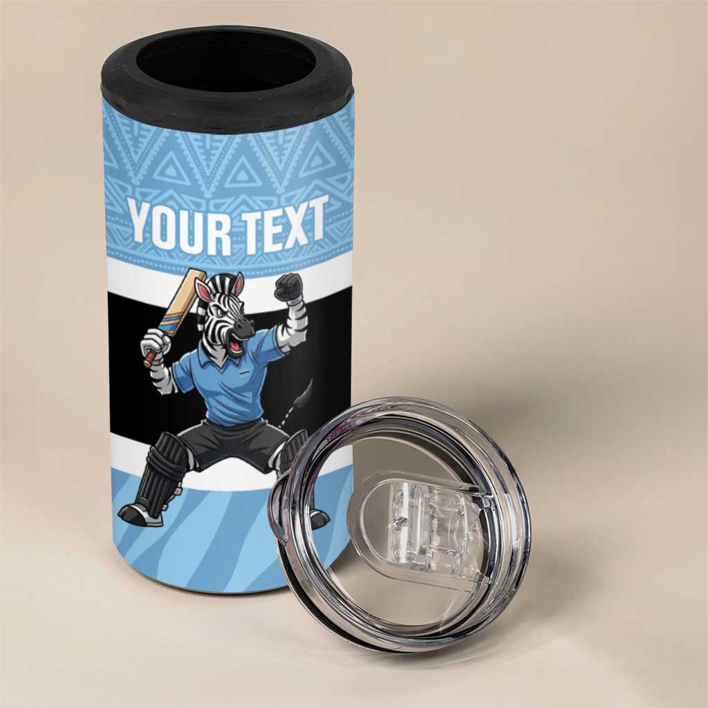 Afro Cricket Botswana Custom 4 in 1 Can Cooler Tumbler Go Baggy Blues Zebra Mascot - African Pride