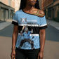 Custom Botswana Cricket Cross Shoulder Shirt Go Baggy Blues Zebra Mascot