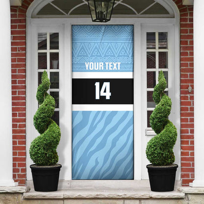 Custom Botswana Cricket Door Cover Go Baggy Blues Zebra Mascot