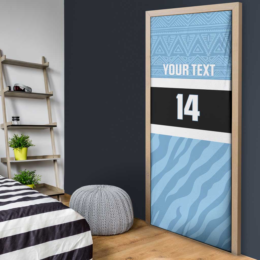 Custom Botswana Cricket Door Cover Go Baggy Blues Zebra Mascot