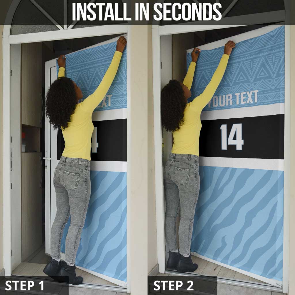 Custom Botswana Cricket Door Cover Go Baggy Blues Zebra Mascot