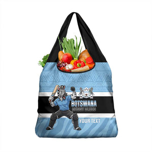 Afro Cricket Botswana Custom Grocery Bag Go Baggy Blues Zebra Mascot - African Pride