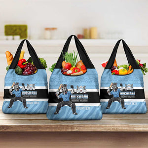 Afro Cricket Botswana Custom Grocery Bag Go Baggy Blues Zebra Mascot - African Pride