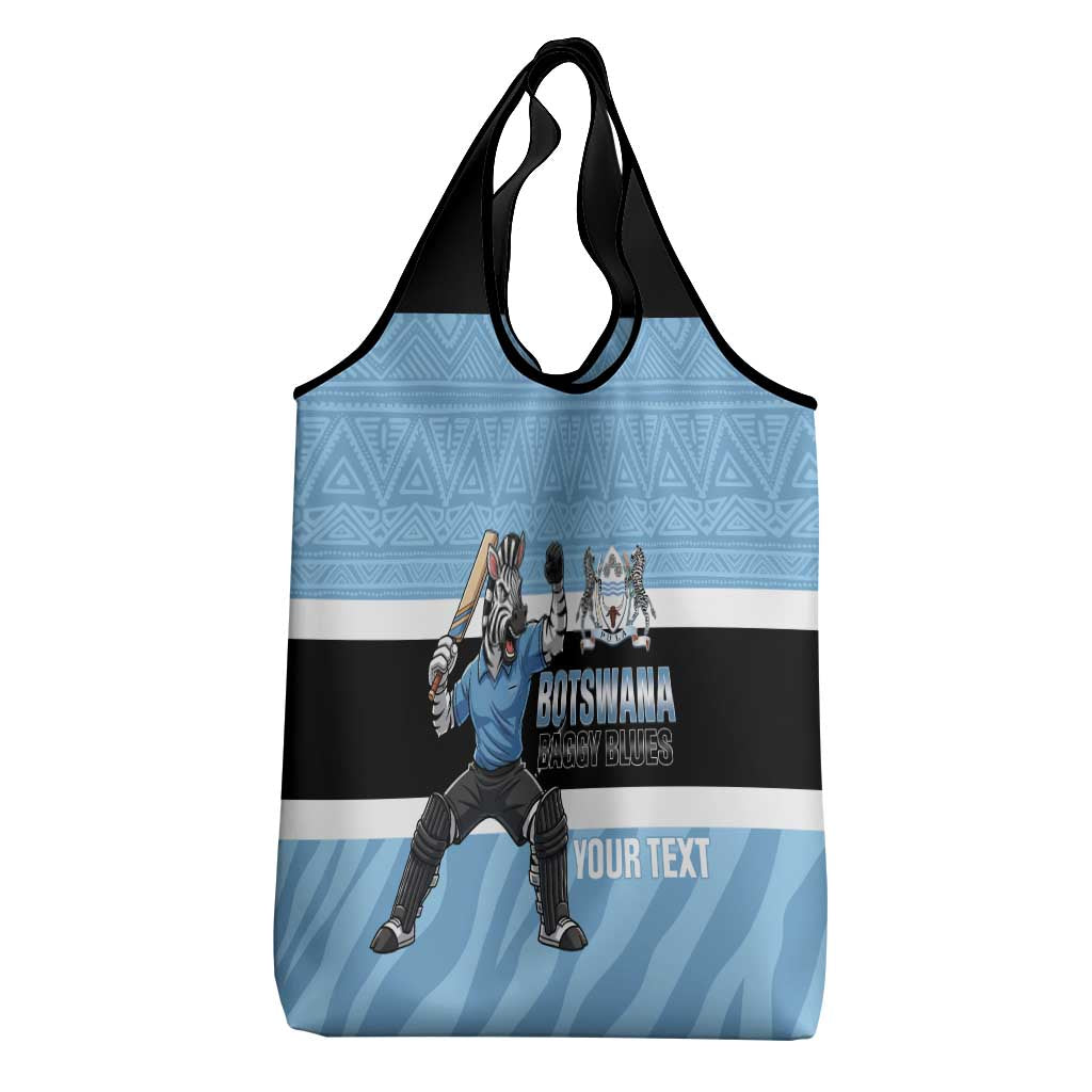 Afro Cricket Botswana Custom Grocery Bag Go Baggy Blues Zebra Mascot - African Pride
