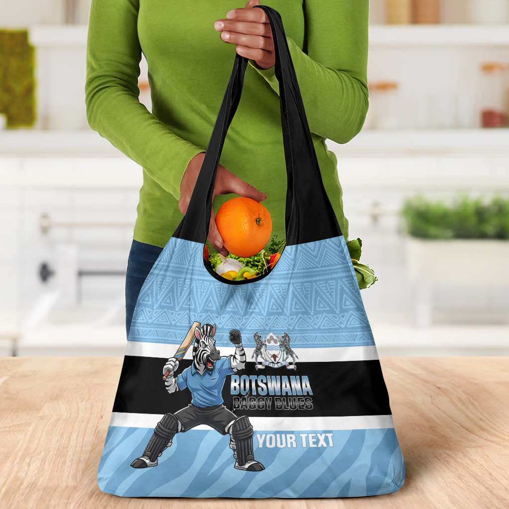 Afro Cricket Botswana Custom Grocery Bag Go Baggy Blues Zebra Mascot - African Pride