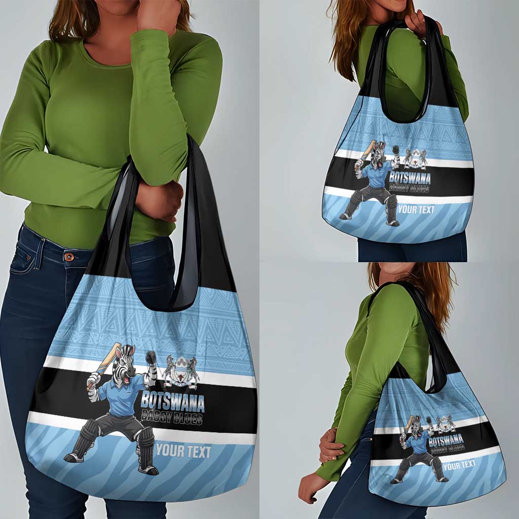 Afro Cricket Botswana Custom Grocery Bag Go Baggy Blues Zebra Mascot - African Pride
