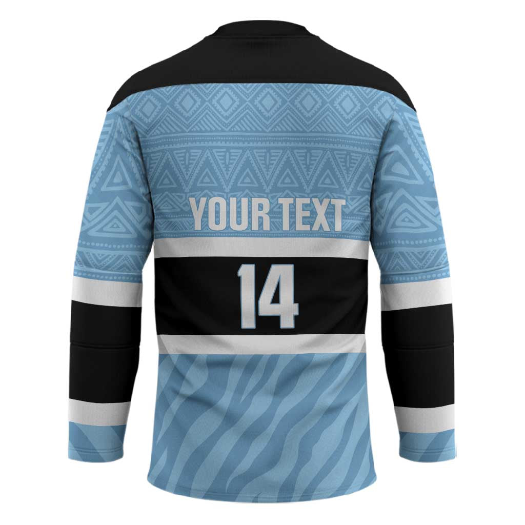 Custom Botswana Cricket Hockey Jersey Go Baggy Blues Zebra Mascot