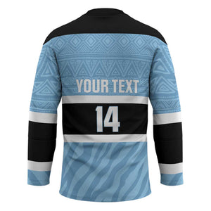 Custom Botswana Cricket Hockey Jersey Go Baggy Blues Zebra Mascot