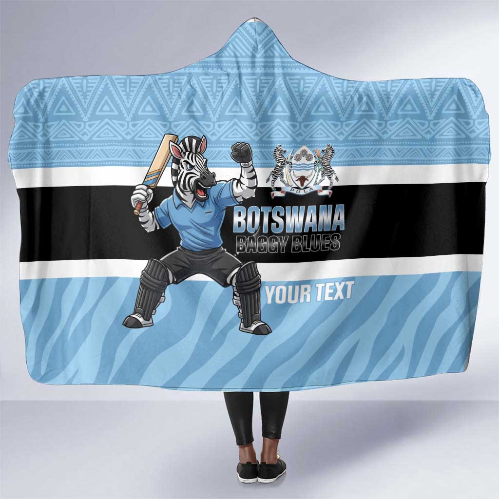 Afro Cricket Botswana Custom Hooded Blanket Go Baggy Blues Zebra Mascot - African Pride