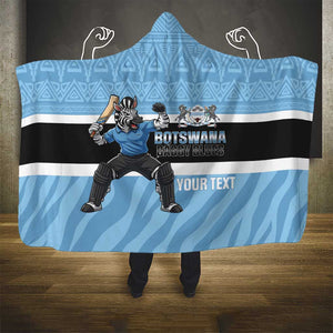Afro Cricket Botswana Custom Hooded Blanket Go Baggy Blues Zebra Mascot - African Pride