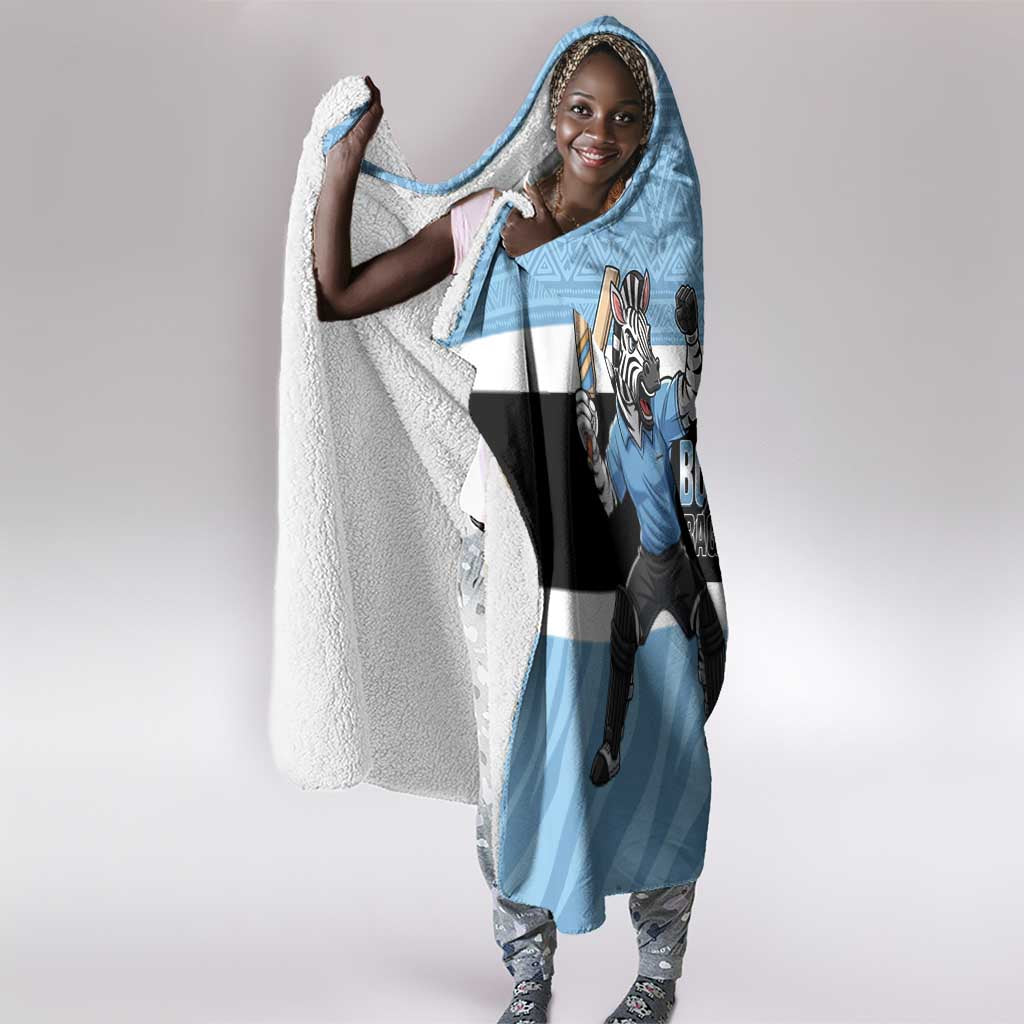 Afro Cricket Botswana Custom Hooded Blanket Go Baggy Blues Zebra Mascot - African Pride