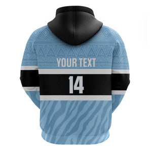 Afro Cricket Botswana Custom Hoodie Go Baggy Blues Zebra Mascot - African Pride