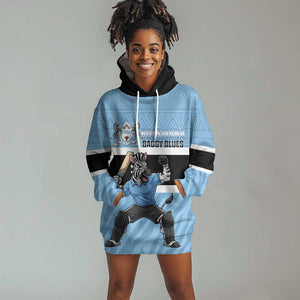 Afro Cricket Botswana Custom Hoodie Dress Go Baggy Blues Zebra Mascot - African Pride