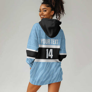 Afro Cricket Botswana Custom Hoodie Dress Go Baggy Blues Zebra Mascot - African Pride