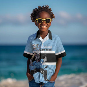 Afro Cricket Botswana Custom Kid Hawaiian Shirt Go Baggy Blues Zebra Mascot - African Pride