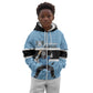 Afro Cricket Botswana Custom Kid Hoodie Go Baggy Blues Zebra Mascot - African Pride