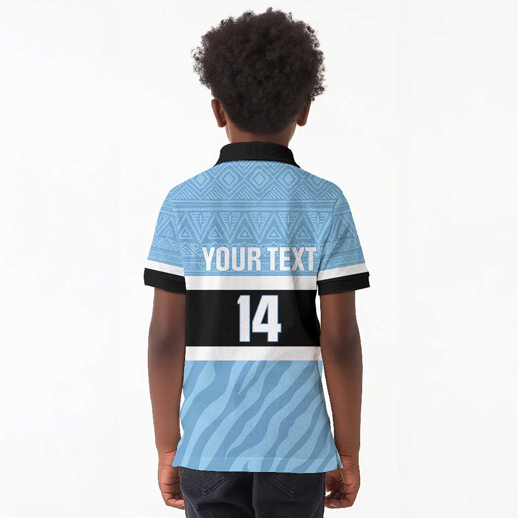Afro Cricket Botswana Custom Kid Polo Shirt Go Baggy Blues Zebra Mascot - African Pride