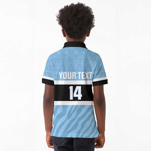 Afro Cricket Botswana Custom Kid Polo Shirt Go Baggy Blues Zebra Mascot - African Pride