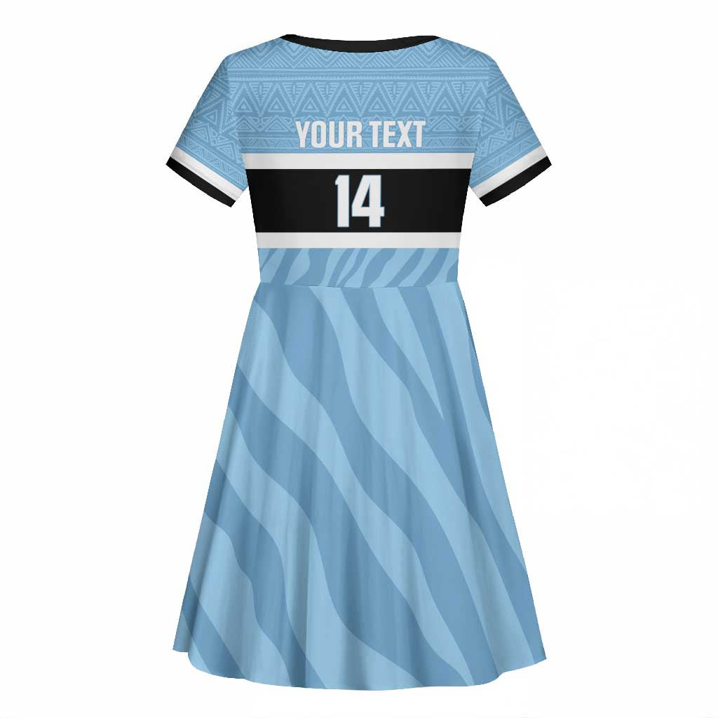 Afro Cricket Botswana Custom Kid Short Sleeve Dress Go Baggy Blues Zebra Mascot - African Pride