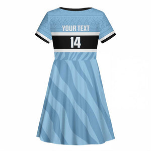 Afro Cricket Botswana Custom Kid Short Sleeve Dress Go Baggy Blues Zebra Mascot - African Pride