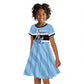 Afro Cricket Botswana Custom Kid Short Sleeve Dress Go Baggy Blues Zebra Mascot - African Pride