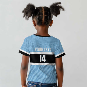 Afro Cricket Botswana Custom Kid T shirt Go Baggy Blues Zebra Mascot - African Pride