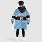 Afro Cricket Botswana Custom Kid Wearable Blanket Hoodie Go Baggy Blues Zebra Mascot - African Pride