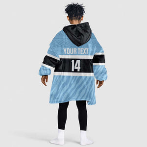 Afro Cricket Botswana Custom Kid Wearable Blanket Hoodie Go Baggy Blues Zebra Mascot - African Pride