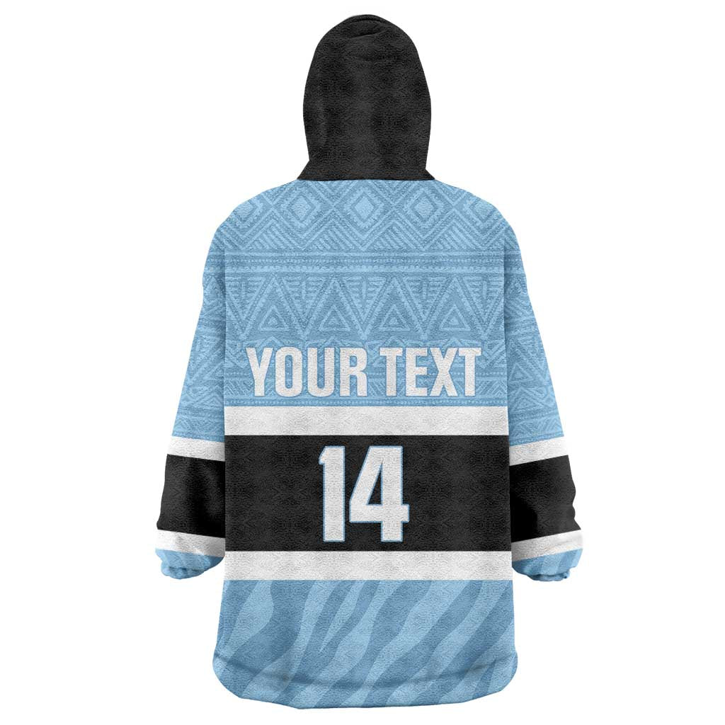Afro Cricket Botswana Custom Kid Wearable Blanket Hoodie Go Baggy Blues Zebra Mascot - African Pride