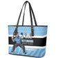 Afro Cricket Botswana Custom Leather Tote Bag Go Baggy Blues Zebra Mascot - African Pride