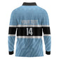 Afro Cricket Botswana Custom Long Sleeve Polo Shirt Go Baggy Blues Zebra Mascot - African Pride