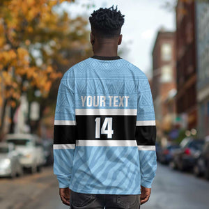 Afro Cricket Botswana Custom Long Sleeve Shirt Go Baggy Blues Zebra Mascot - African Pride