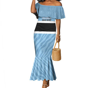 Afro Cricket Botswana Custom Mermaid Dress Go Baggy Blues Zebra Mascot - African Pride