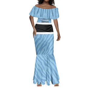 Afro Cricket Botswana Custom Mermaid Dress Go Baggy Blues Zebra Mascot - African Pride