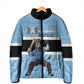 Custom Botswana Cricket Padded Jacket Go Baggy Blues Zebra Mascot