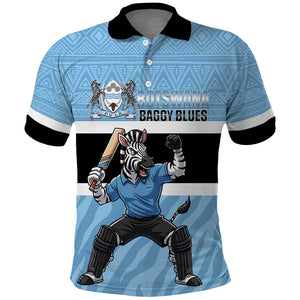 Afro Cricket Botswana Custom Polo Shirt Go Baggy Blues Zebra Mascot - African Pride