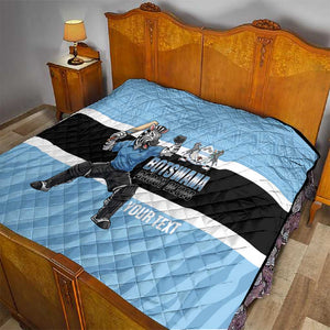 Afro Cricket Botswana Custom Quilt Go Baggy Blues Zebra Mascot - African Pride