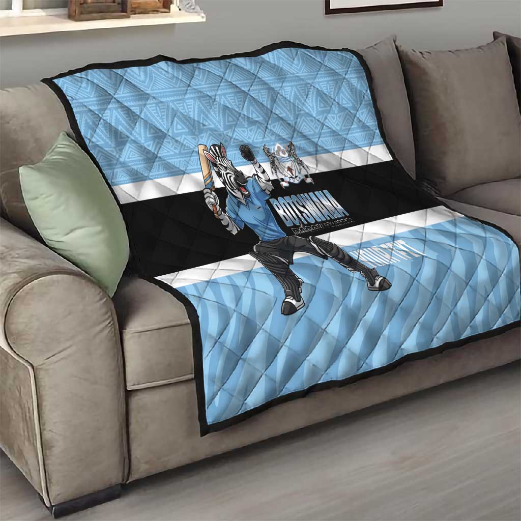 Afro Cricket Botswana Custom Quilt Go Baggy Blues Zebra Mascot - African Pride