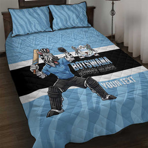 Afro Cricket Botswana Custom Quilt Bed Set Go Baggy Blues Zebra Mascot - African Pride