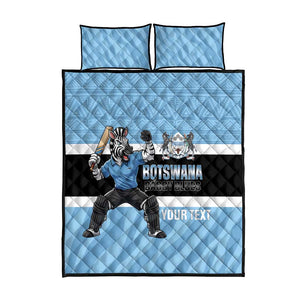 Afro Cricket Botswana Custom Quilt Bed Set Go Baggy Blues Zebra Mascot - African Pride