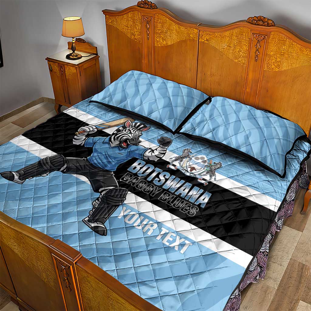 Afro Cricket Botswana Custom Quilt Bed Set Go Baggy Blues Zebra Mascot - African Pride