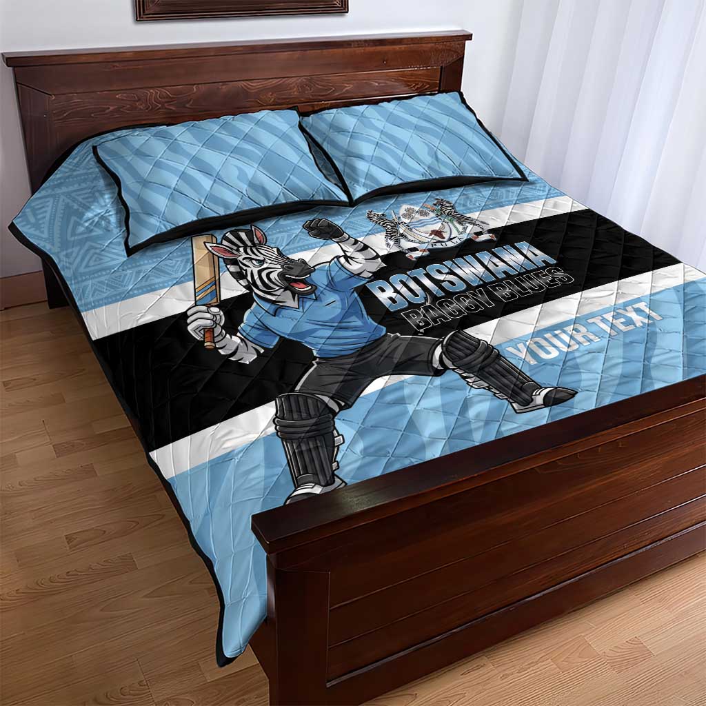 Afro Cricket Botswana Custom Quilt Bed Set Go Baggy Blues Zebra Mascot - African Pride