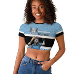 Afro Cricket Botswana Custom Raglan Cropped T shirt Go Baggy Blues Zebra Mascot - African Pride