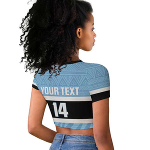 Afro Cricket Botswana Custom Raglan Cropped T shirt Go Baggy Blues Zebra Mascot - African Pride