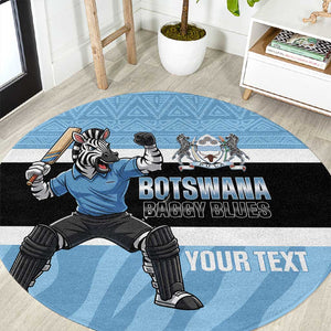 Afro Cricket Botswana Custom Round Carpet Go Baggy Blues Zebra Mascot - African Pride