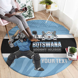 Afro Cricket Botswana Custom Round Carpet Go Baggy Blues Zebra Mascot - African Pride