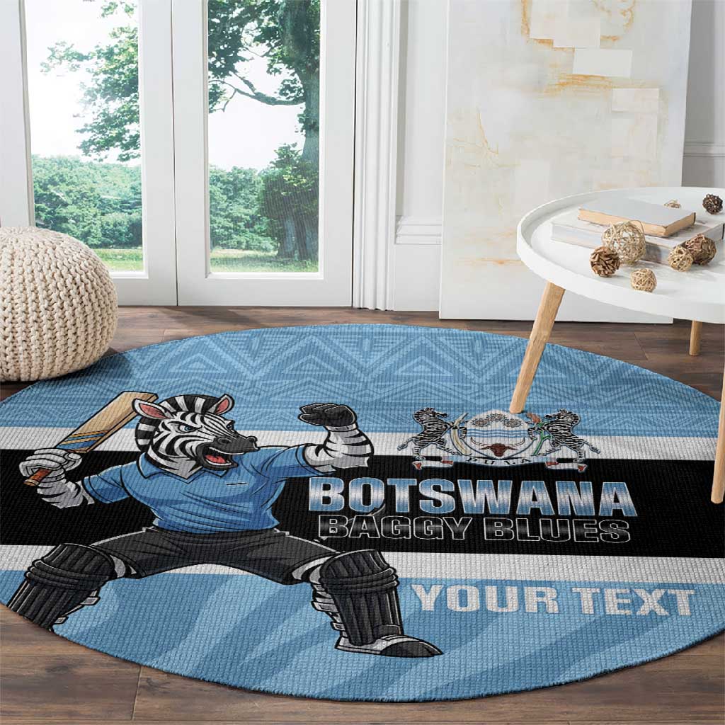 Afro Cricket Botswana Custom Round Carpet Go Baggy Blues Zebra Mascot - African Pride