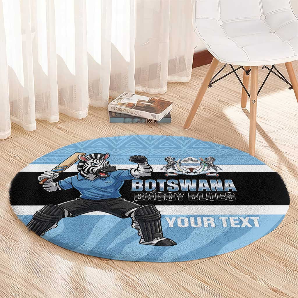 Afro Cricket Botswana Custom Round Carpet Go Baggy Blues Zebra Mascot - African Pride