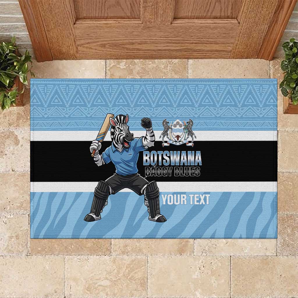 Afro Cricket Botswana Custom Rubber Doormat Go Baggy Blues Zebra Mascot - African Pride